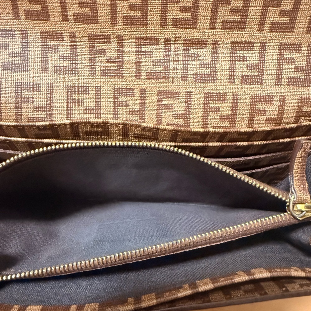 Fendi Monogram Brown Wallet with Gold Accent - Picture 13 of 15